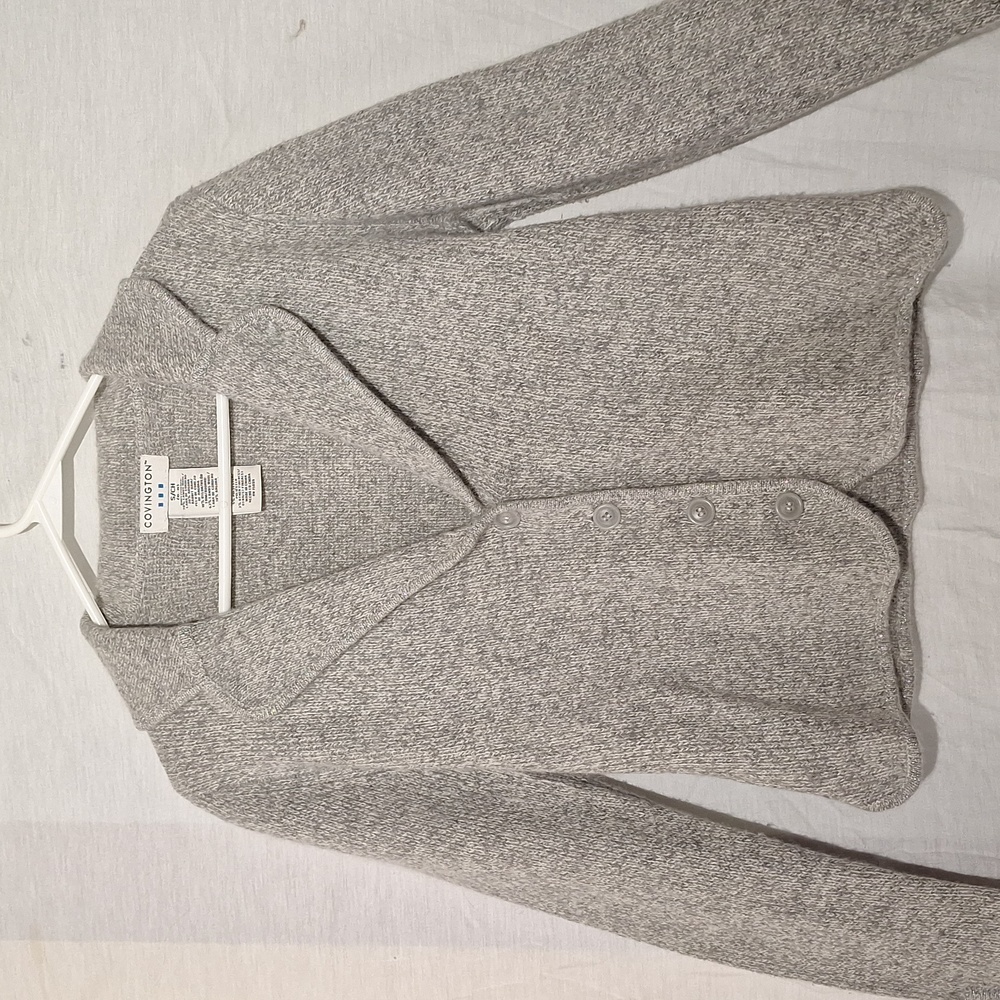 Vintage Angora Wool Cardigan, Knit Cropped, Covington, Sz 4, NWOT